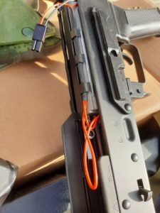 The wires and electronic components of the aeg airsoft gun