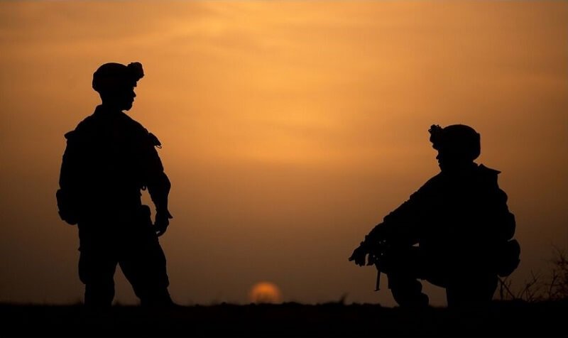 silhouettes of the soldiers